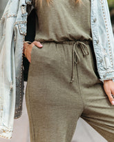 Kathleen Pocketed Drawstring Jumpsuit - Olive
